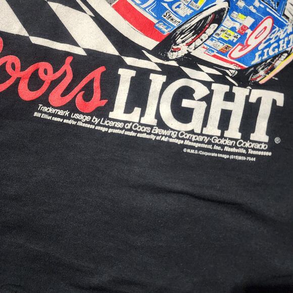 Vintage 90s Bill Elliott Coors Light NASCAR Tee Screen Stars USA 21x28 - Picture 4 of 5